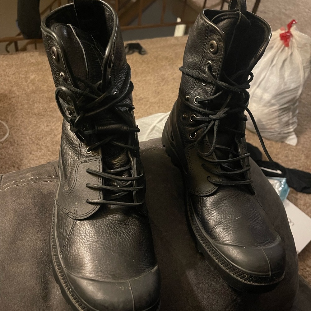 Palladium Boots Palladium Black Felt & Leather Combat Boots | Men